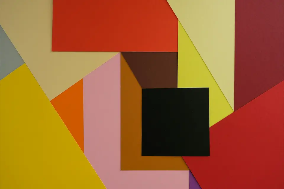 Overlapping orange, red and pink geometry